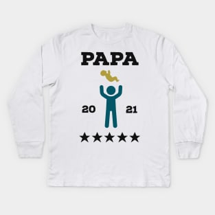 Papa 2021 Baby Announcement Future Dad Kids Long Sleeve T-Shirt